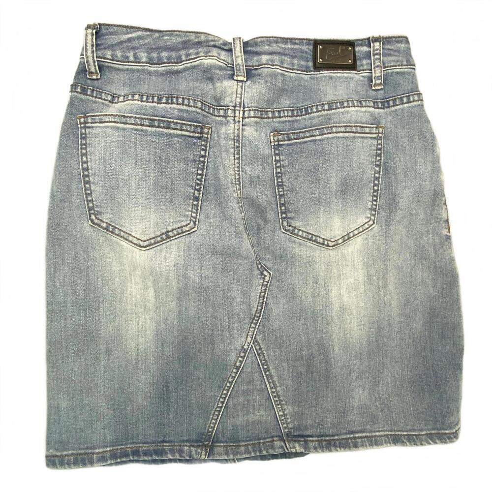 Earl Jeans Floral Embroidered Denim Skirt - Size 6 - Picture 2 of 8